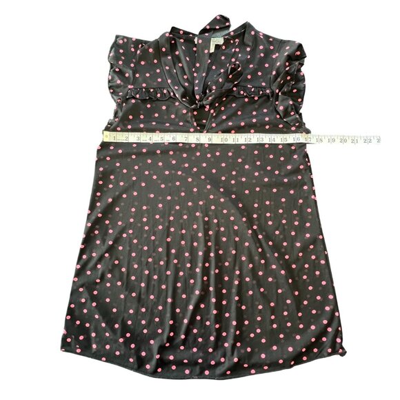 Robin's Nest Maternity | Sheer Black & Pink Polka Dot Blouse - Picture 4 of 7